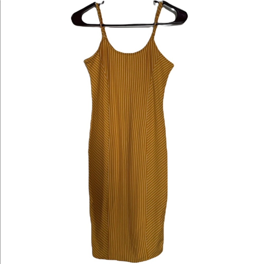 Heart & Hips Yellow Striped Bodycon Midi Dress